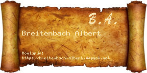 Breitenbach Albert névjegykártya